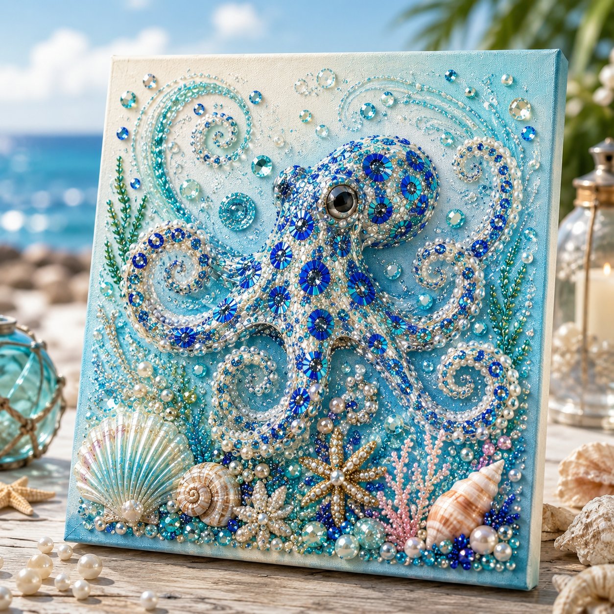 💥 Last Day 75% OFF - 🌊💙 Ocean Theme Pearl Art DIY Kit – Relaxing DIY Craft to Create Stunning Coastal Artwork