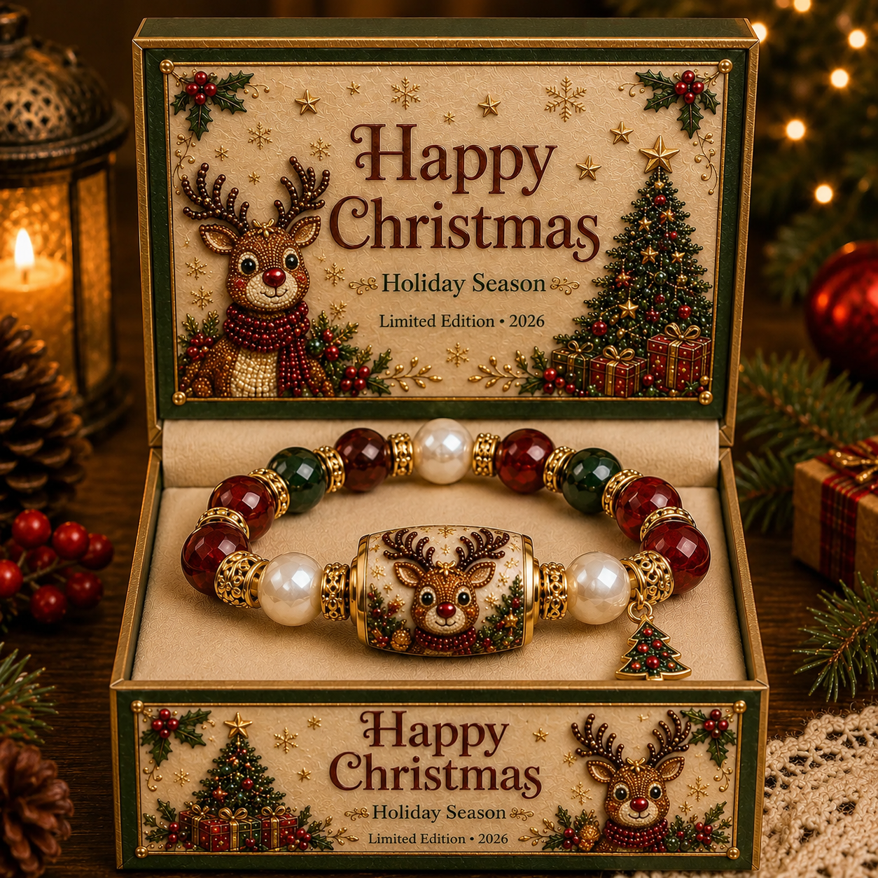 💥 Last Day 70% OFF – 🎄 Christmas Good Luck Blessing Stone Bracelet
